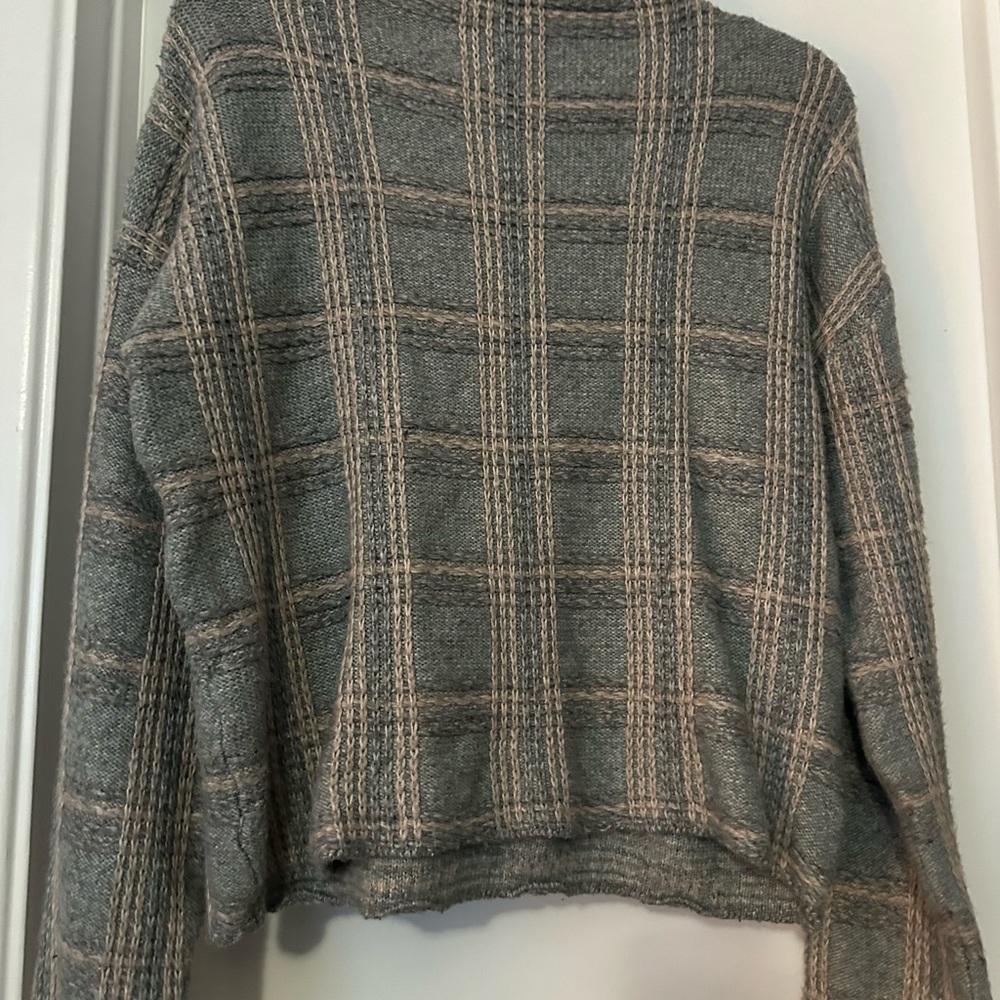 Plaid Gray and Pink Women's Sweater